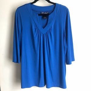 Susan Graver 3/4 Sleeve Blue Blouse